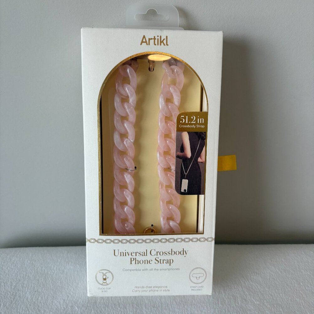 NIB - Artikl Universal Crossbody Phone Strap - Pastel Pink Chain Link